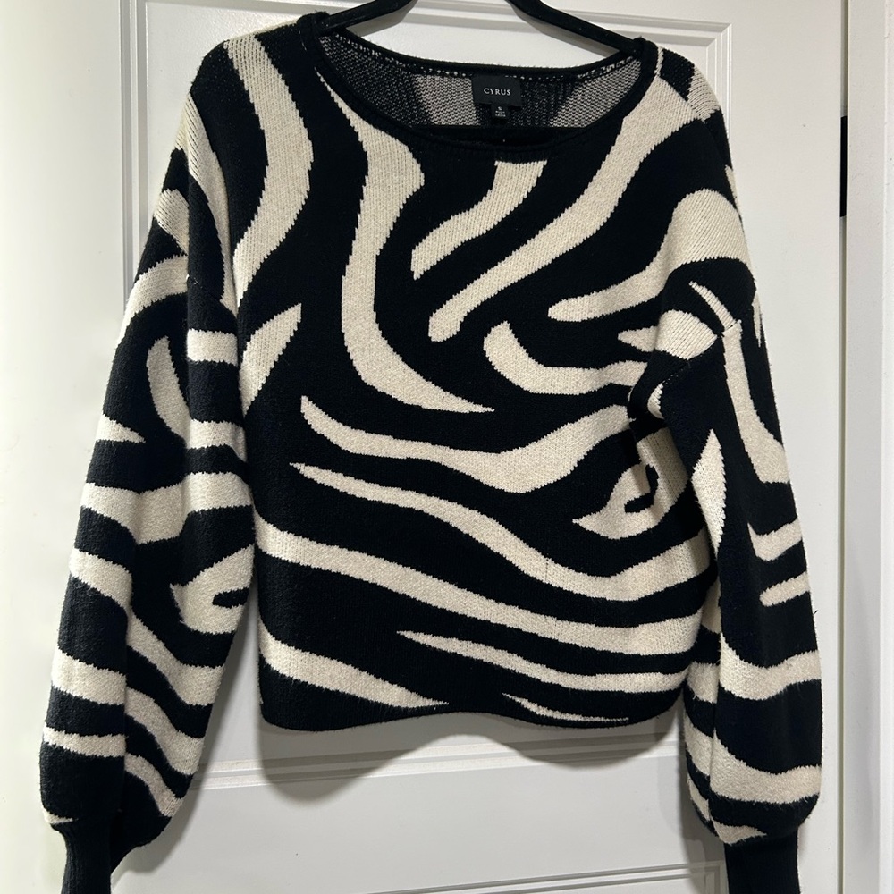 Cyrus Black and Cream Zebra Pattern Sweater